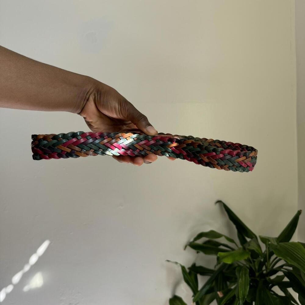 Vintage Genuine Leather Boho Multicolor‎ Braided belt Size S petite - Picture 4 of 4